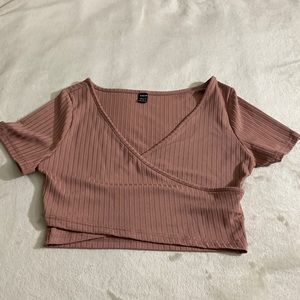 Solid Plunging Neck Crop Tee